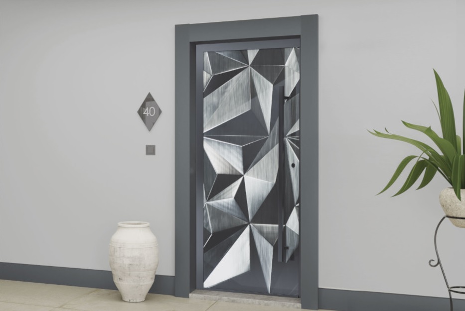 Porte en verre avec panneaux latéraux