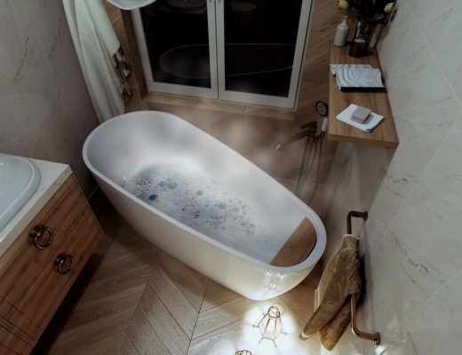 designerska Wanna wolnostojąca w małej łazience