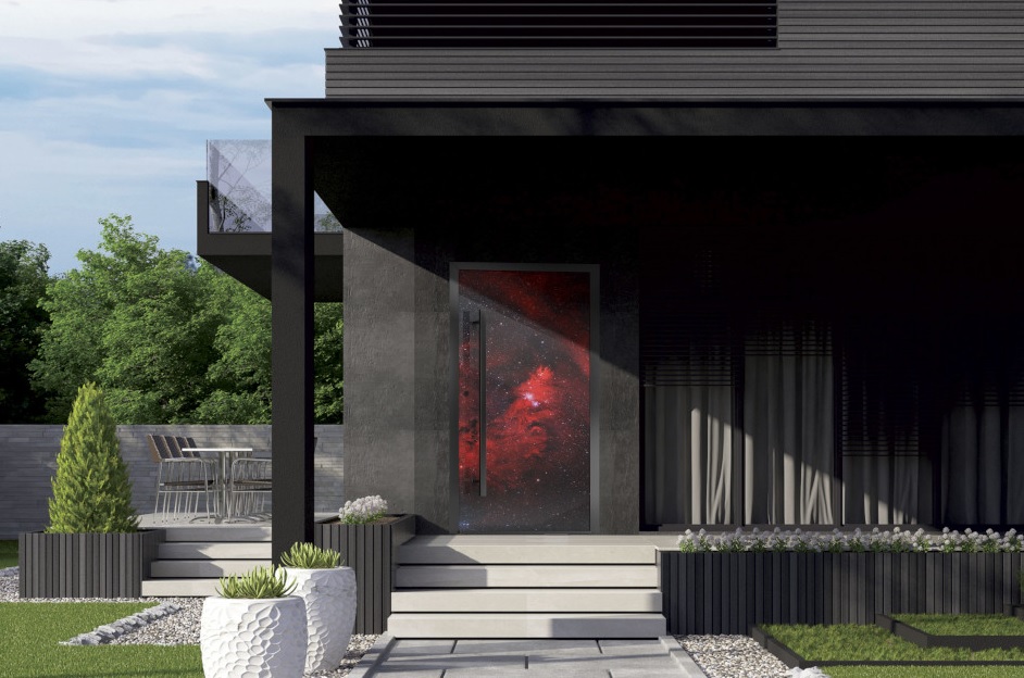 Porte en verre avec panneaux latéraux